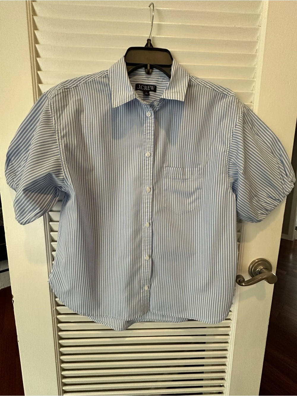 J. Crew Women’s Light Blue Pinstripe Cotton Button-down Shirt